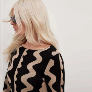 Chic and Cozy: Autumn Winter Wave Striped Maxi Dress