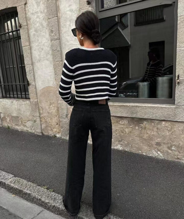 ASTON SIENNA Stay Chic in Autumn/Winter Striped Buckle Cardigan Coat