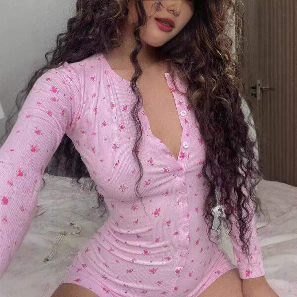 Floral Charm – Double Breasted Romper