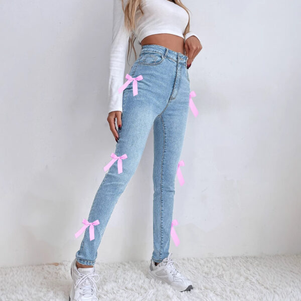 aston sienna Statement Style – Bow Stretch Denim Trousers