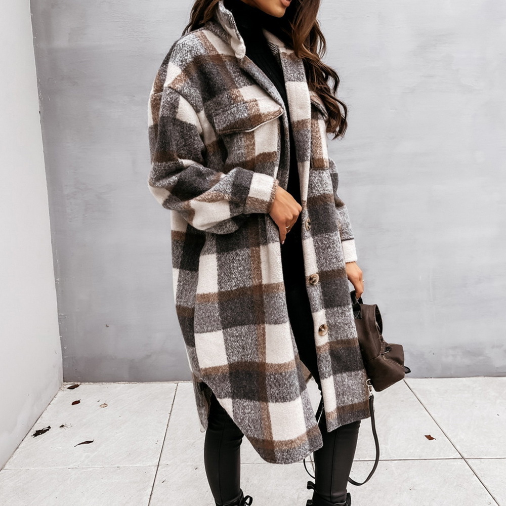 Street Heat Shacket — Brown Check Wool Blend - Image 3