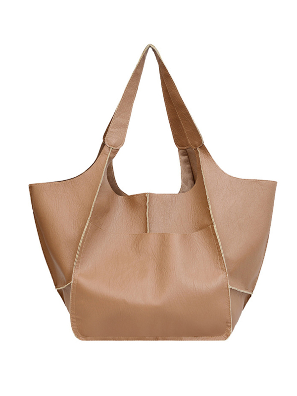 Simple Large Bag Soft Leather Large Capacity One Shoulder Portable Tote Bag - Image 2