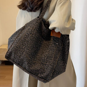 Leopard print canvas tote bag