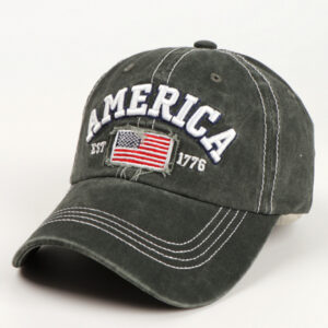 New denim embroidered old baseball cap featuring the American flag
