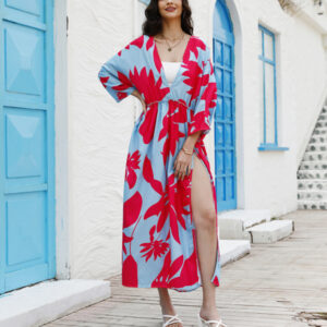 Temperament Holiday High Waist Fashion Print Dress