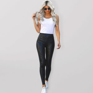 Super Elastic Texture Print Tight Casual High Waist slim Pants
