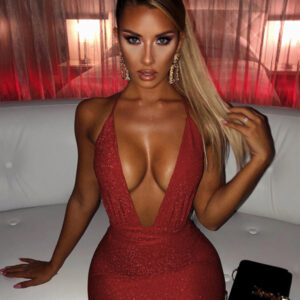 Sweet Fashion V Neck Backless Strap Sexy Party Dress