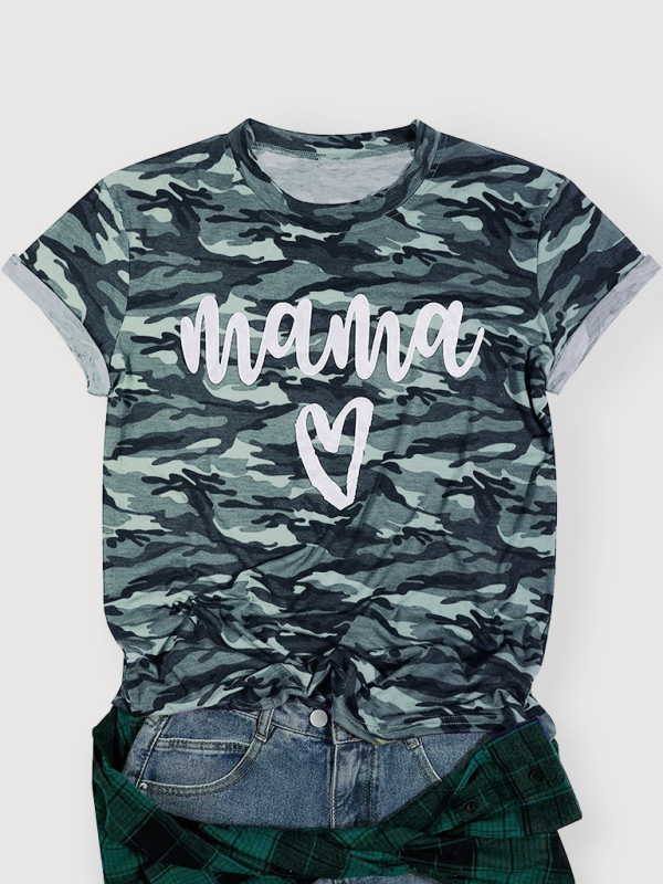 Women's mama camouflage pullover T-shirt