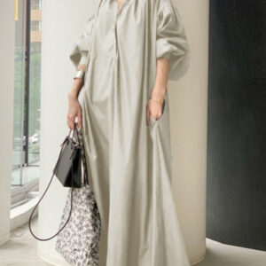 Women's Elegant Balloon Sleeve Shirt Dress