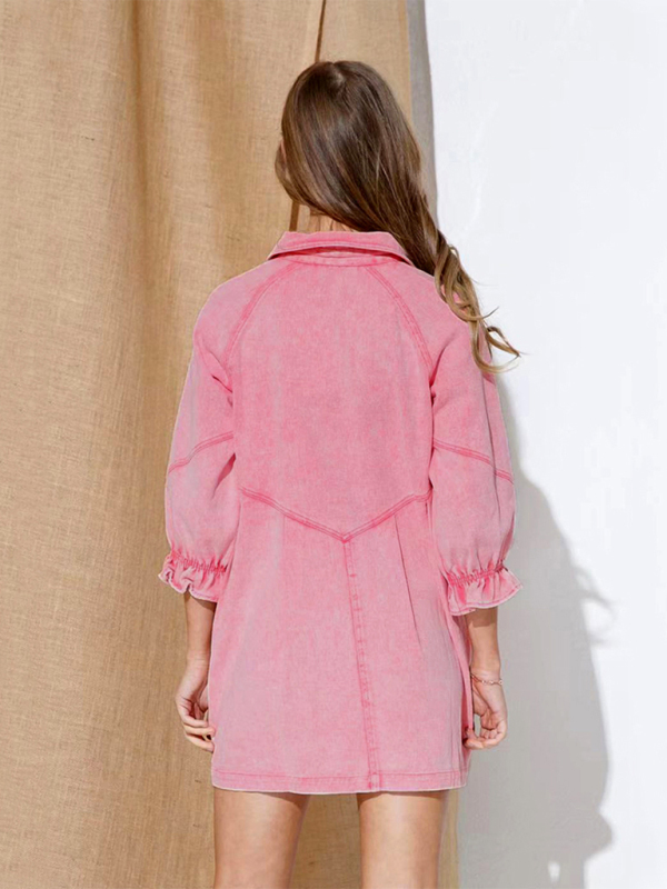 Loose Denim Balloon long Sleeve Dress - Image 6