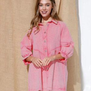 Loose Denim Balloon long Sleeve Dress