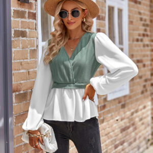 New women's r V-neck long-sleeved top