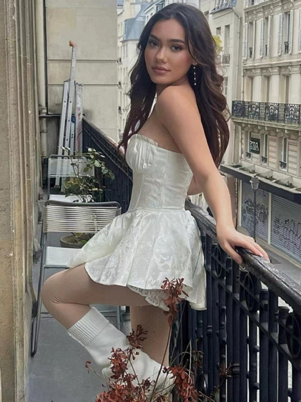 Lace jacquard tight sexy tube top dress high waist slim birthday dress - Image 3