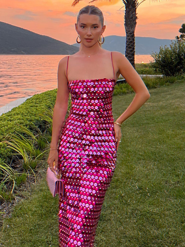 Women's beaded strapless party long dress - Image 3