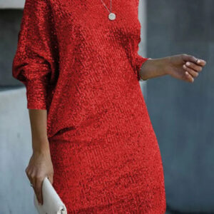 New women's midi skirt oblique shoulder sequin dress dress skirt