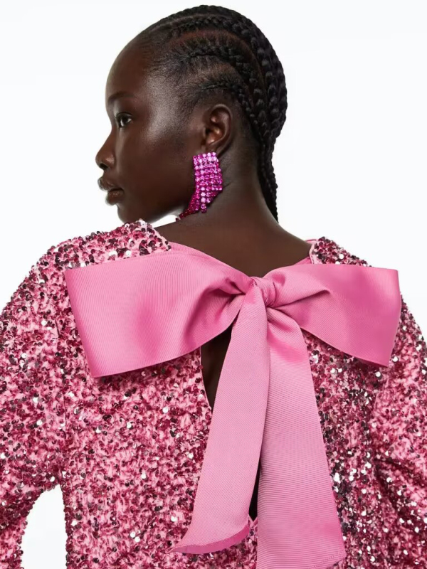 Round neck long sleeve loose sexy sequin dress - Image 4