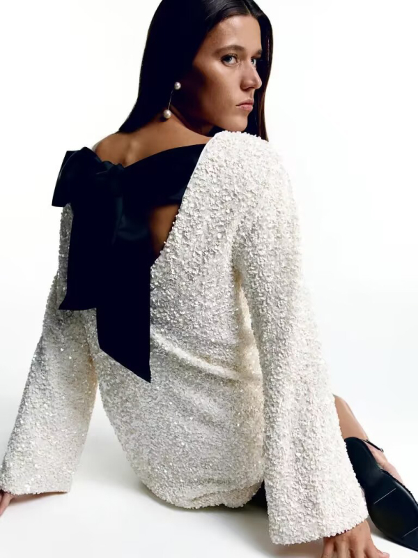 Round neck long sleeve loose sexy sequin dress - Image 7