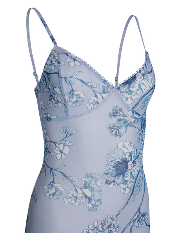 Designed vacation casual slim positioning printed suspender dress - Image 8