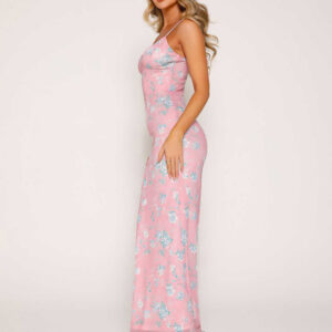 Designed vacation casual slim positioning printed suspender dress