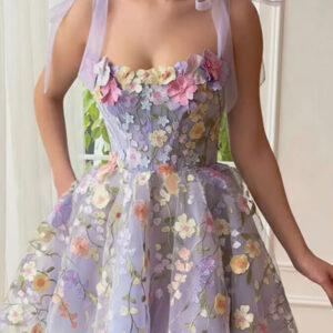 Women's fashion three-dimensional flower embroidery hip-hugging suspender dress