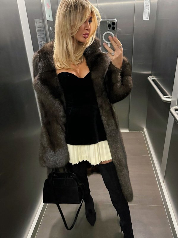 Women's velvet tube top patchwork dress - Image 4