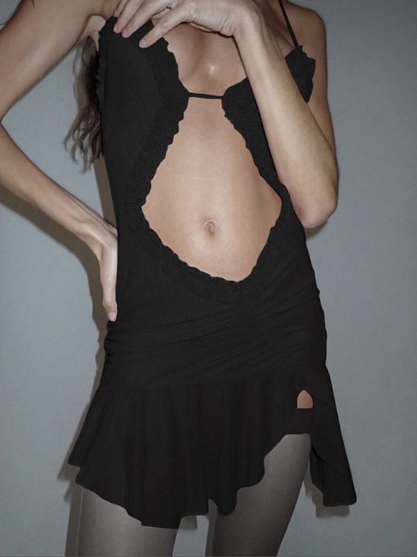 Women's new halter neck backless printed slim strap dress - Image 10