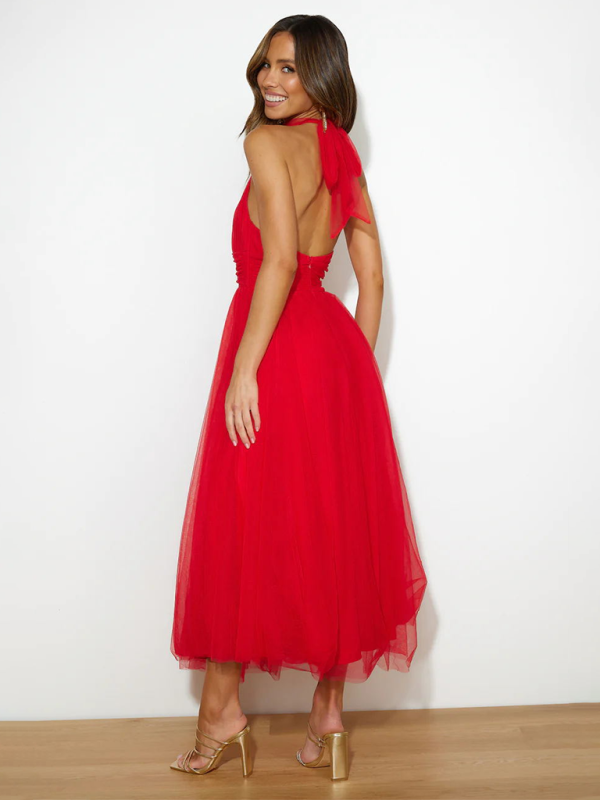 New style halter neck mesh turtleneck dress - Image 17