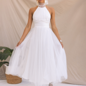 New style halter neck mesh turtleneck dress