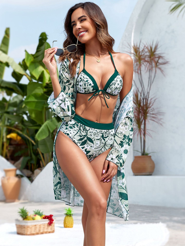 New bikini botanica lace-up resort swimsuit three-piece set - Image 4