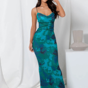 New sexy backless strappy slim printed suspender dress