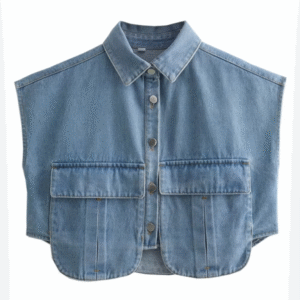 Sleeveless Lapel Shirt Denim Top