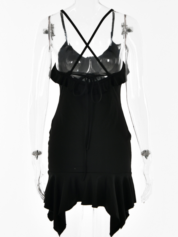 Suspender V-neck dress fashion high waist skirt - Image 8