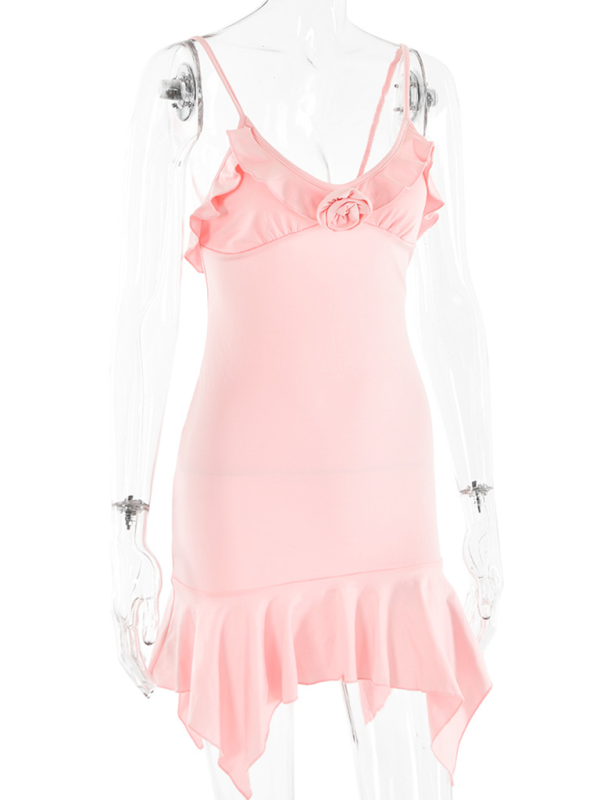 Suspender V-neck dress fashion high waist skirt - Image 5