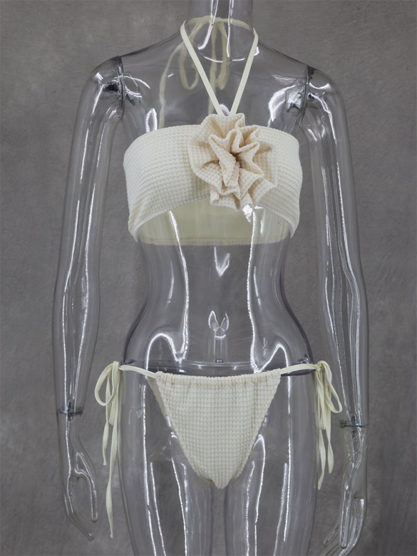 Sleeveless tube top halter collar knitted slit with high waist skirt three-piece suit - Image 3