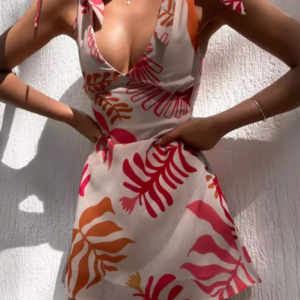 New women's sexy printed short dress