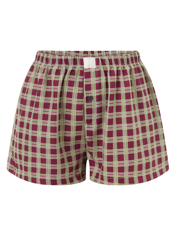 Women's Casual Comfort High Waist Loose Wide Leg Vintage Plaid Shorts - Image 2