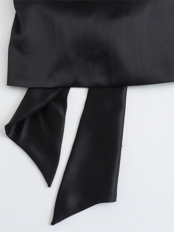 New women's fashion versatile bow-decorated satin top - Image 5