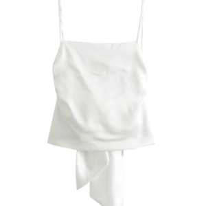 New women's fashion versatile bow-decorated satin top