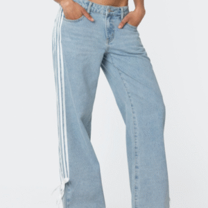Drawstring wide-leg women's jeans