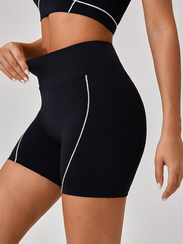 Skinny outdoor sports spaghetti strap contrast color suspender bra + shorts Yoga suit - Image 14