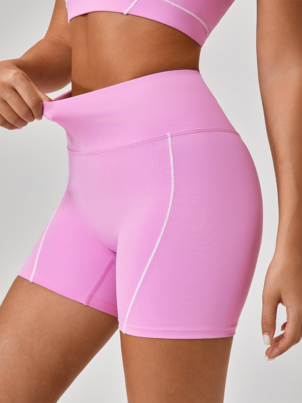 Skinny outdoor sports spaghetti strap contrast color suspender bra + shorts Yoga suit - Image 6