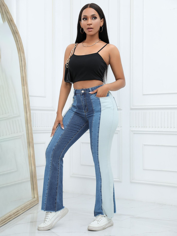 Stretch Fashion Washed Colorblock Jeans - Image 2