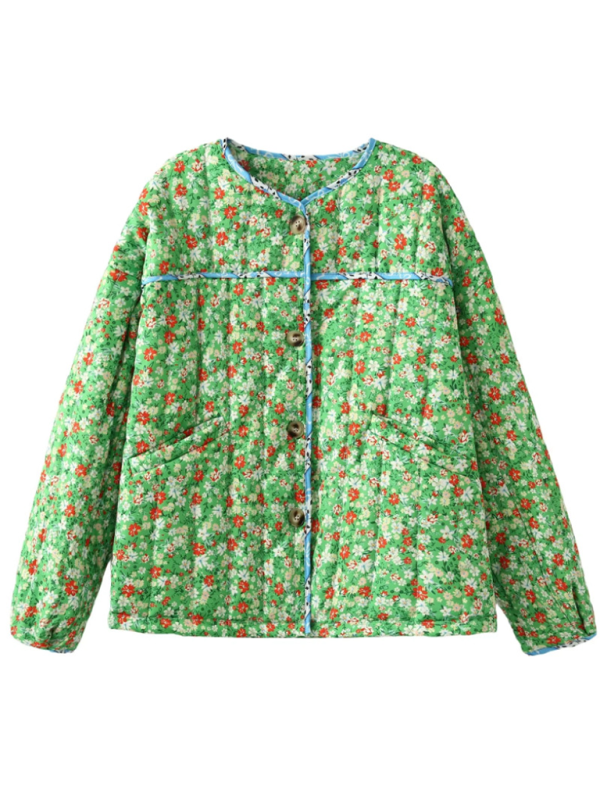 Floral Print Wrap Cotton Jacket - Image 7