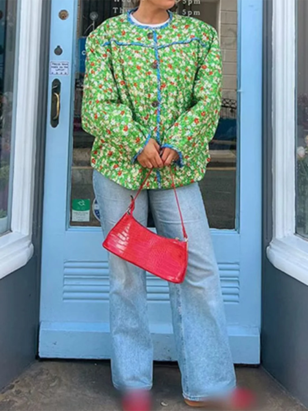 Floral Print Wrap Cotton Jacket - Image 2