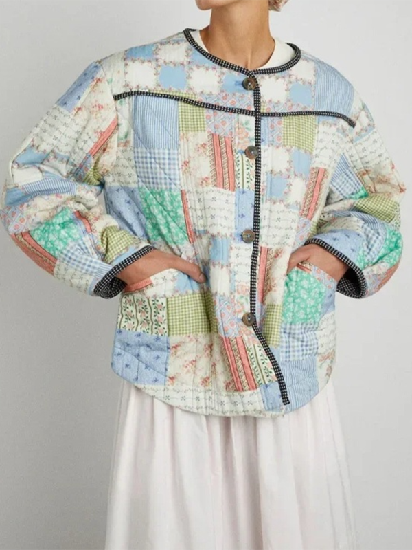Floral Print Wrap Cotton Jacket - Image 3