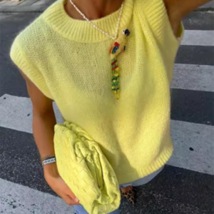 Yellow Knit Sweater Vest