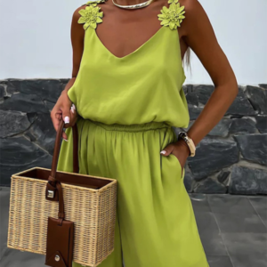 New Casual Loose Suspender Sleeveless Pocket Jumpsuit