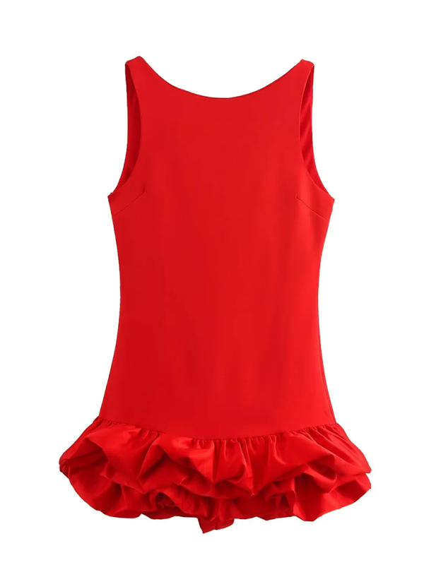 Fashion sleeveless short ruffle dress - Image 3