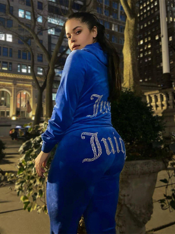 Women's casual diamond sportswear tracksuit two-piece suit - Image 8