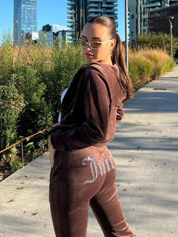 Women's casual diamond sportswear tracksuit two-piece suit - Image 11